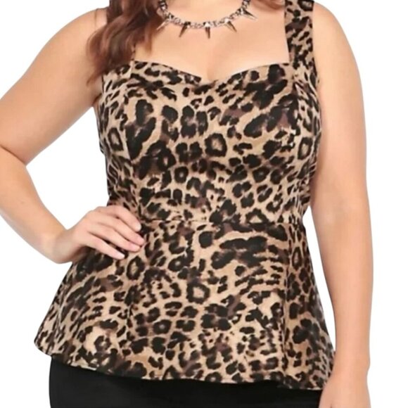 Torrid Leopard Print Sleeveless Back Cut Out Peplum Blouse Tank Size 4X - Picture 6 of 6